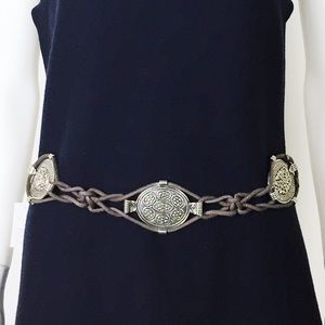Boho Brown & Silver Medallions Chain Belt